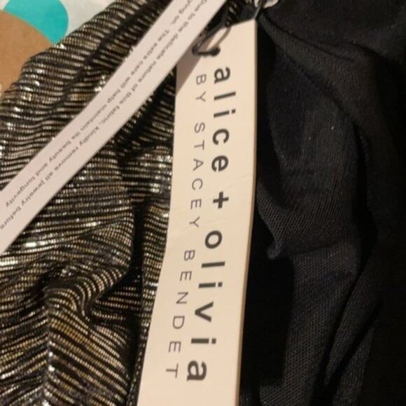 Alice + Olivia Fern metallic jersey halter neck top L - Picture 7 of 12